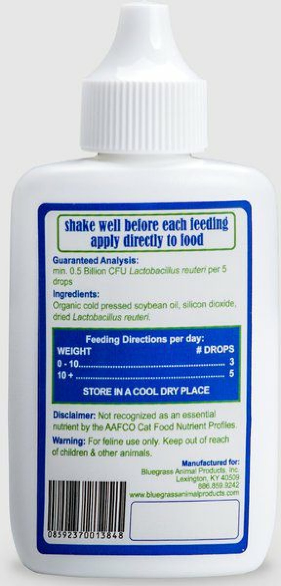 Cat Vitamins & Supplements * | Limited Edition Bluegrass Animal Products Feliotic Daily Probiotic Drops Live Feline Bacteria Cat Supplement, 15-Ml Bottle