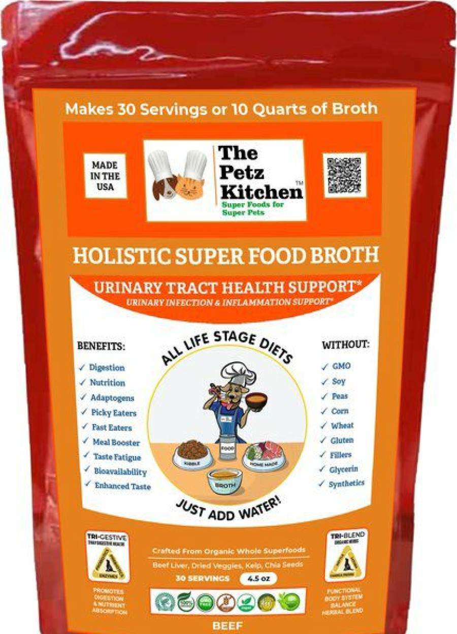 Cat Vitamins & Supplements * | New The Petz Kitchen Holistic Super Food Broth Urinary Track Health Support Beef Flavor Concentrate Powder Dog & Cat Supplement, 4.5-Oz Bag