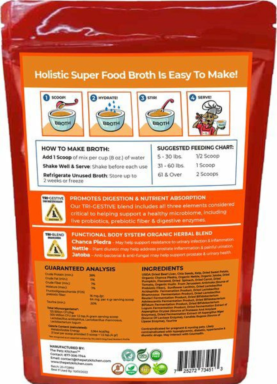 Cat Vitamins & Supplements * | New The Petz Kitchen Holistic Super Food Broth Urinary Track Health Support Beef Flavor Concentrate Powder Dog & Cat Supplement, 4.5-Oz Bag