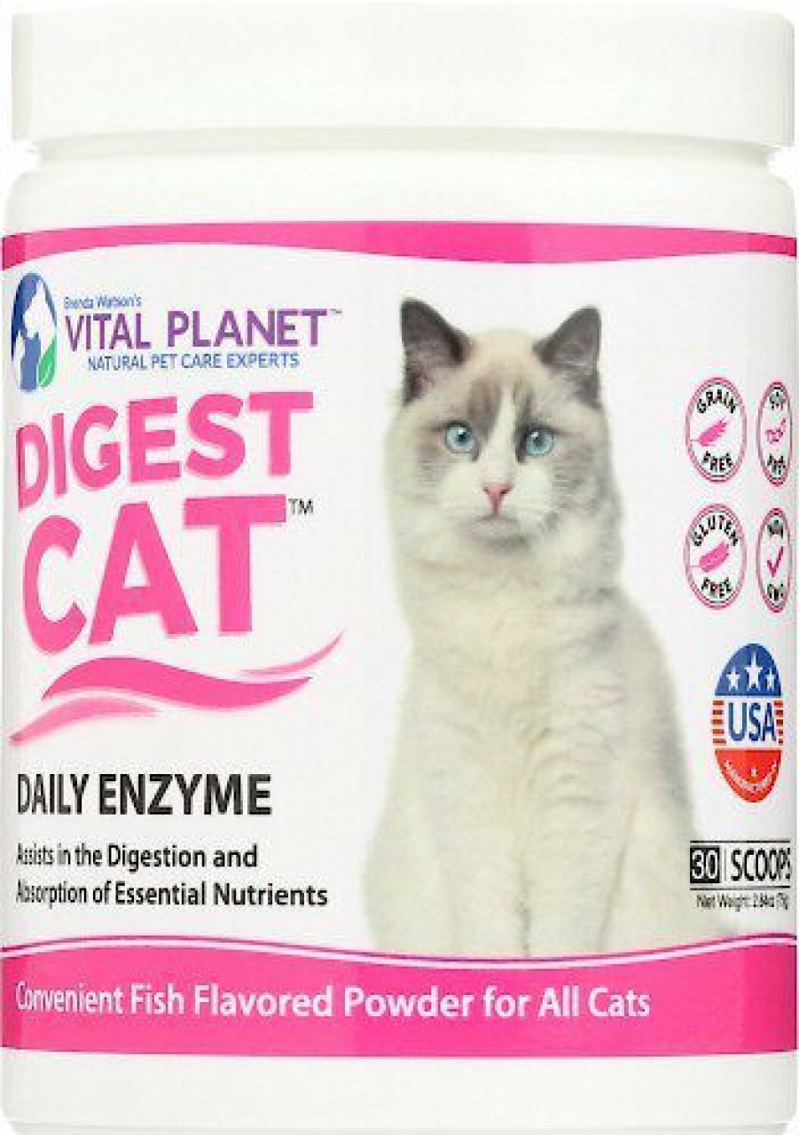 Cat Vitamins & Supplements * | Discount Vital Planet Digest Cat Daily Enzyme Fish Flavor Powder Cat Supplement, 2.6-Oz Jar