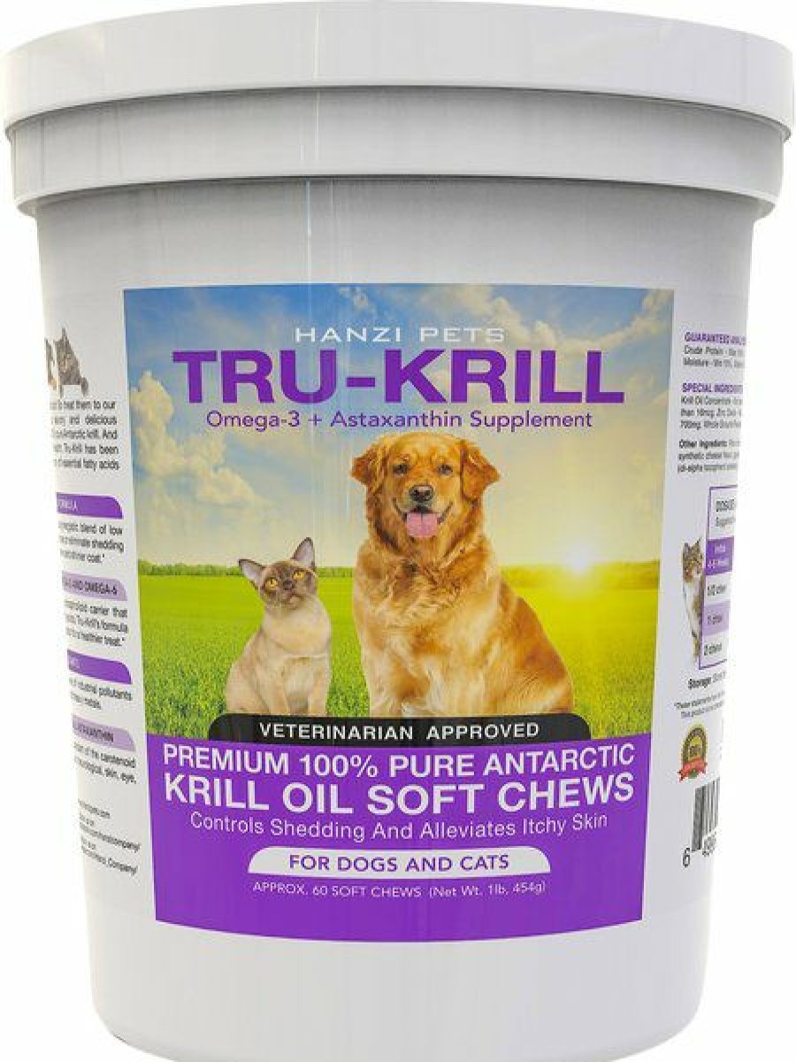 Cat Vitamins & Supplements * | New Hanzi Pets Tru-Krill Antarctic Krill Oil Omega-3 & Astaxanthin Dog & Cat Soft Chews, 60 Count