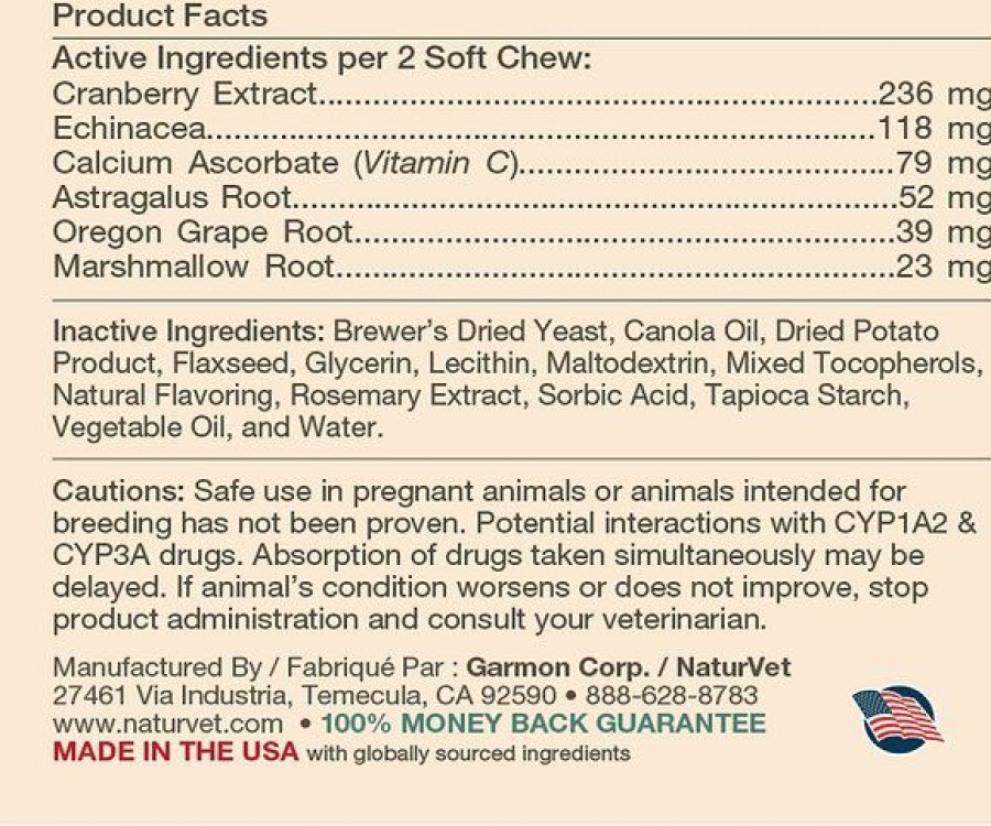 Cat Vitamins & Supplements * | New Naturvet Cranberry Relief Plus Echinacea Soft Chews Urinary Supplement For Cats