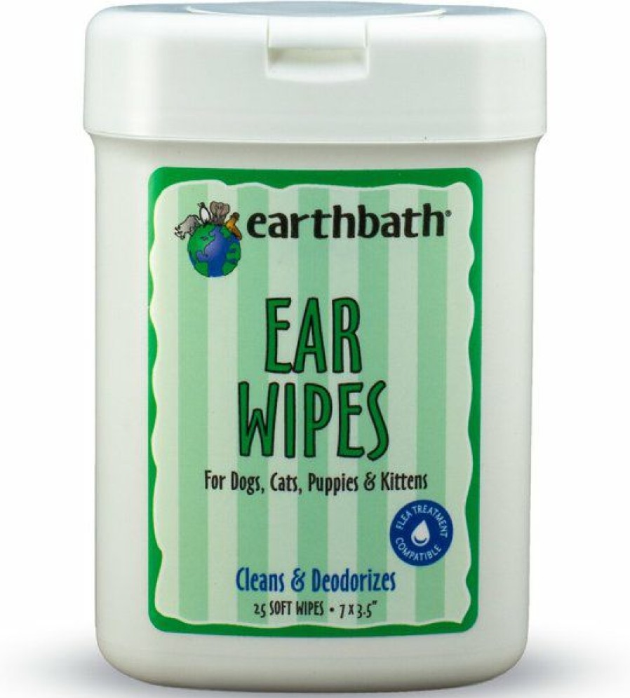 Cat Healthcare * | New Earthbath Ear Wipes For Dogs & Cats, 25 Count