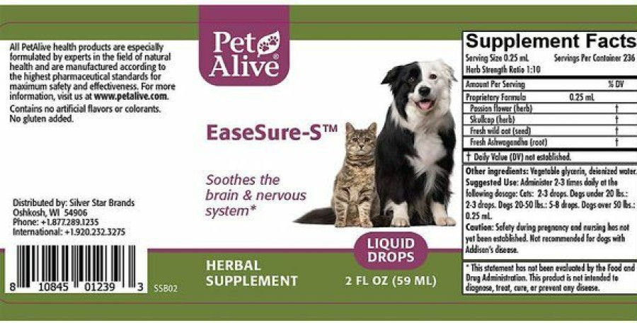 Cat Vitamins & Supplements * | Shop Petalive Easesure-S Brain & Nervous System Support Dog & Cat Supplement, 2-Oz Bottle