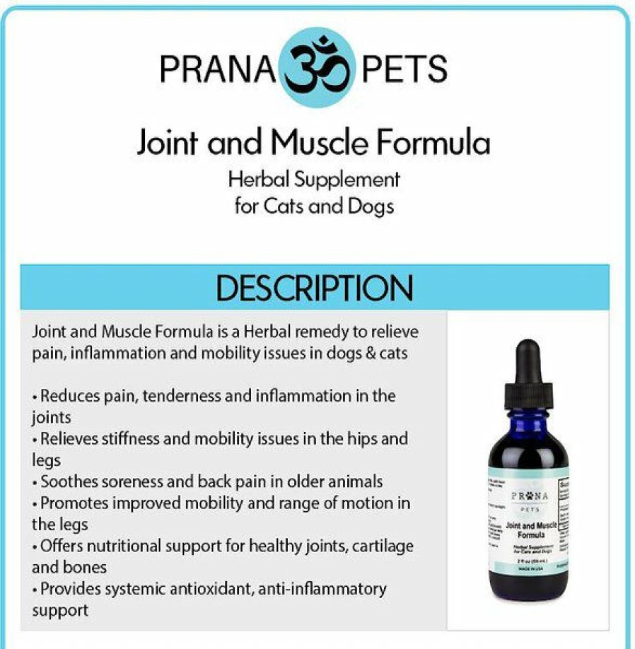 Cat Vitamins & Supplements * | Store Prana Pets Hip, Joint & Muscle Formula Liquid Cat & Dog Supplement, 2-Oz Bottle