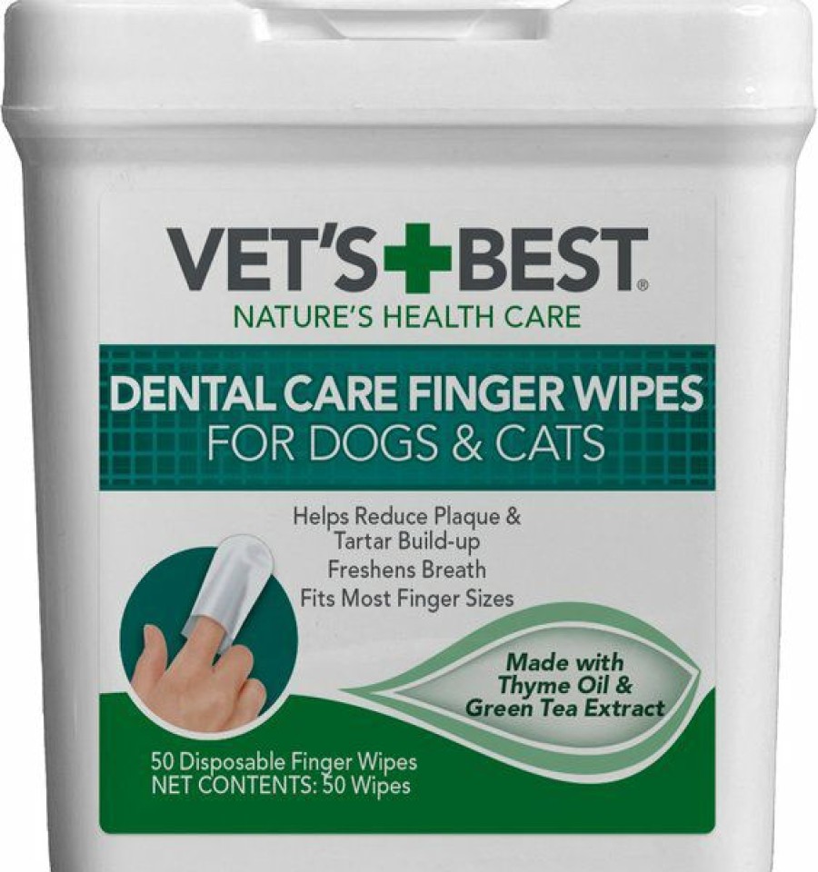 Cat Healthcare * | Discount Vet'S Best Dental Care Finger Wipes Dog & Cat Dental Wipes, 50 Count