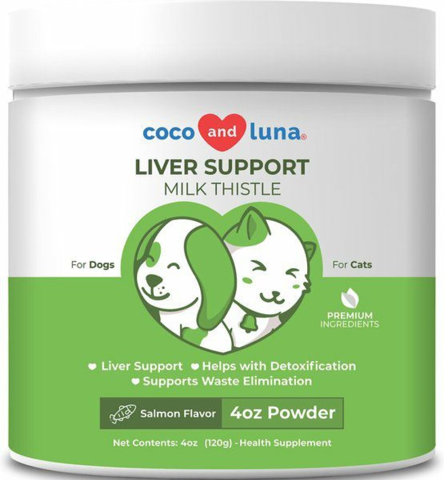 Cat Vitamins & Supplements * | New Vita Pet Life Coco & Luna Liver Support Organic Milk Thistle Salmon Flavor Powder Dog & Cat Supplement, 4-Oz Jar