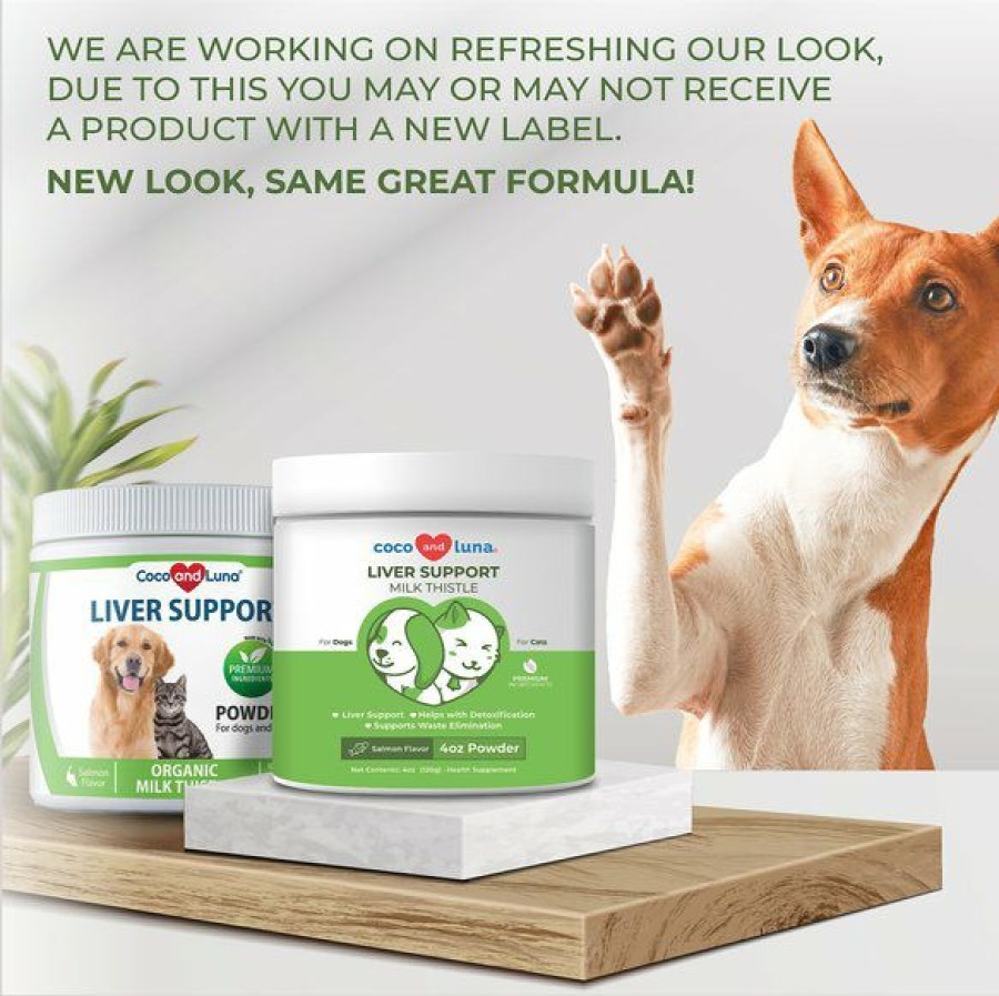 Cat Vitamins & Supplements * | New Vita Pet Life Coco & Luna Liver Support Organic Milk Thistle Salmon Flavor Powder Dog & Cat Supplement, 4-Oz Jar