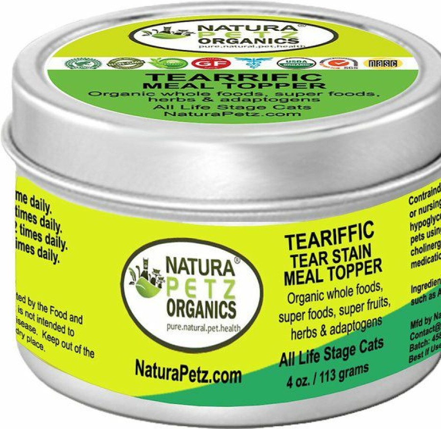 Cat Vitamins & Supplements * | Shop Natura Petz Organics Teariffic Meal Topper* Tear Stain Support* Cat Supplement, 4-Oz Jar