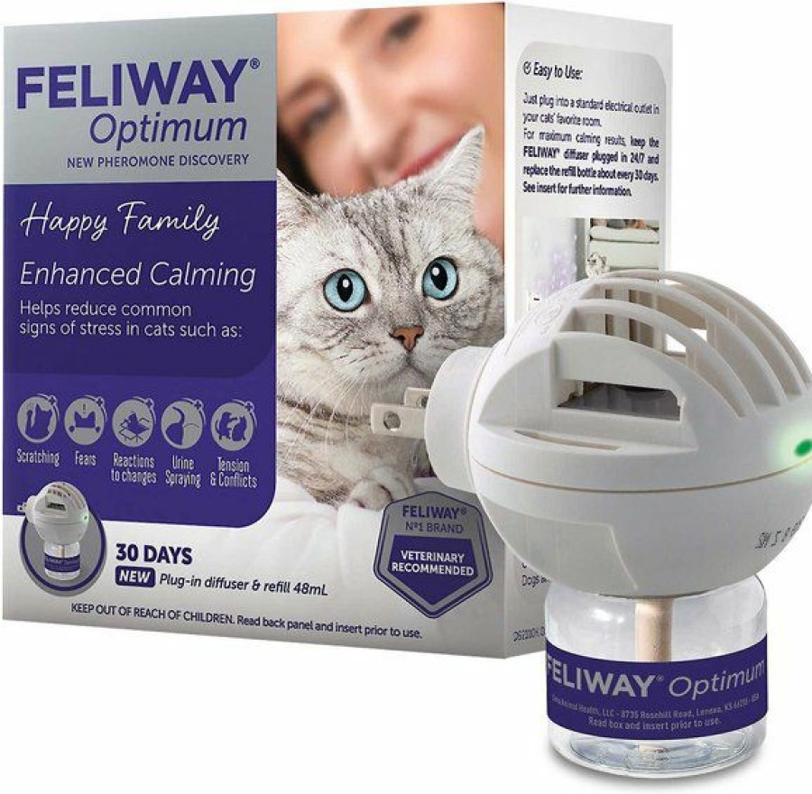 Cat Healthcare * | New Bundle: Feliway Optimum Enhanced Calming 30 Day Diffuser For Cats + Arm & Hammer Litter Clump & Seal Multi-Cat Scented Clumping Clay Cat Litter, 28-Lb Box