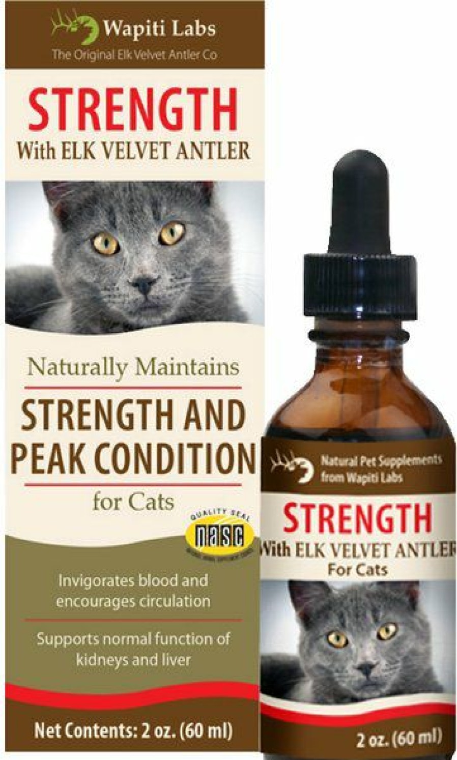 Cat Vitamins & Supplements * | New Wapiti Labs Strength Formula For Peak Condition Cat Supplement, 2-Oz Bottle