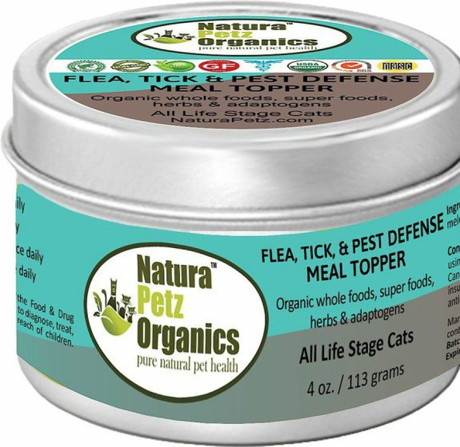 Cat Vitamins & Supplements * | Limited Edition Natura Petz Organics Flea, Tick & Pest Defense Turkey Flavored Powder Immune Supplement For Cats, 4-Oz Tin