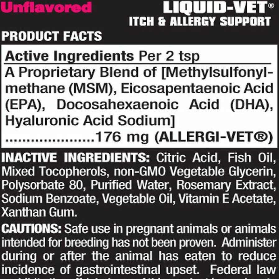 Cat Vitamins & Supplements * | Shop Liquid-Vet Itch & Allergy Support Allergy-Friendly Unflavored Cat Supplement, 8-Oz Bottle