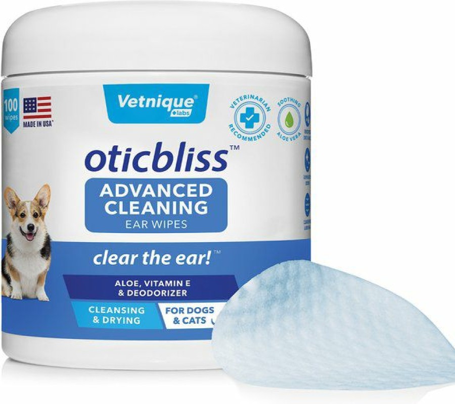 Cat Healthcare * | Outlet Vetnique Labs Oticbliss Ear Wipes Advanced Cleaning, Soothing, & Medicated Dog & Cat Ear Wipes, 100 Count