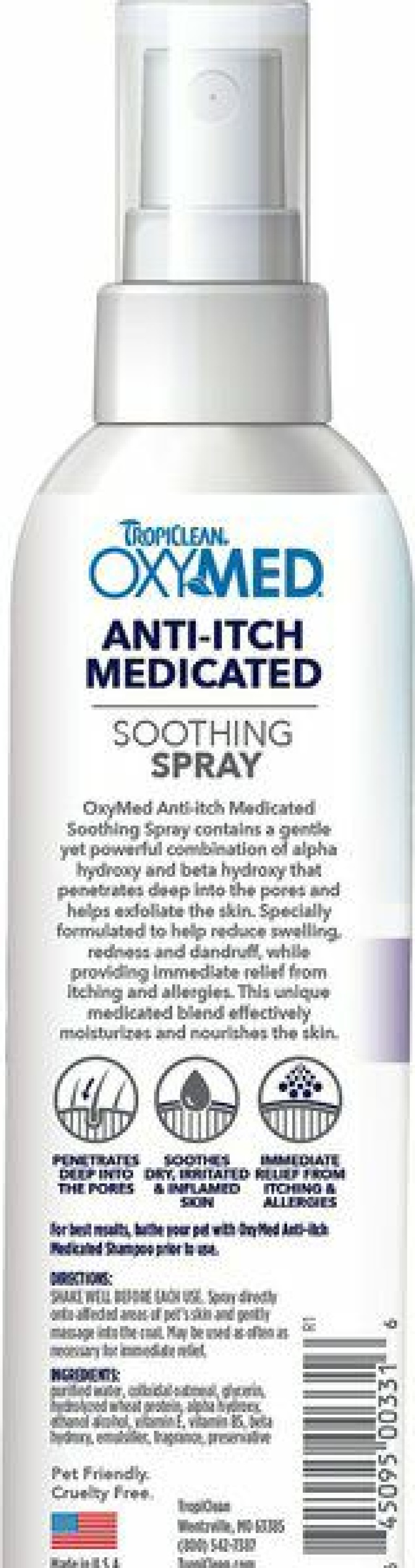 Cat Grooming * | Limited Edition Tropiclean Oxy-Med Anti-Itch Spray, 8-Oz Bottle