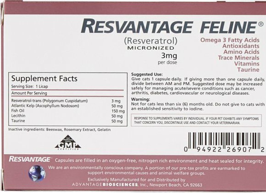 Cat Vitamins & Supplements * | Shop Resvantage Feline Longevity Cat Supplement, 30 Count