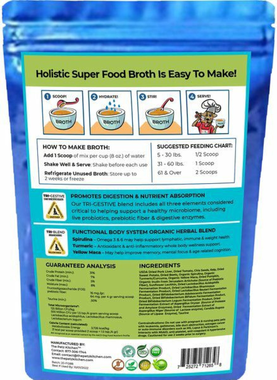 Cat Vitamins & Supplements * | Shop The Petz Kitchen Holistic Super Food Broth One & Done Daily Greens Support Pork Flavor Concentrate Powder Dog & Cat Supplement, 4.5-Oz Bag