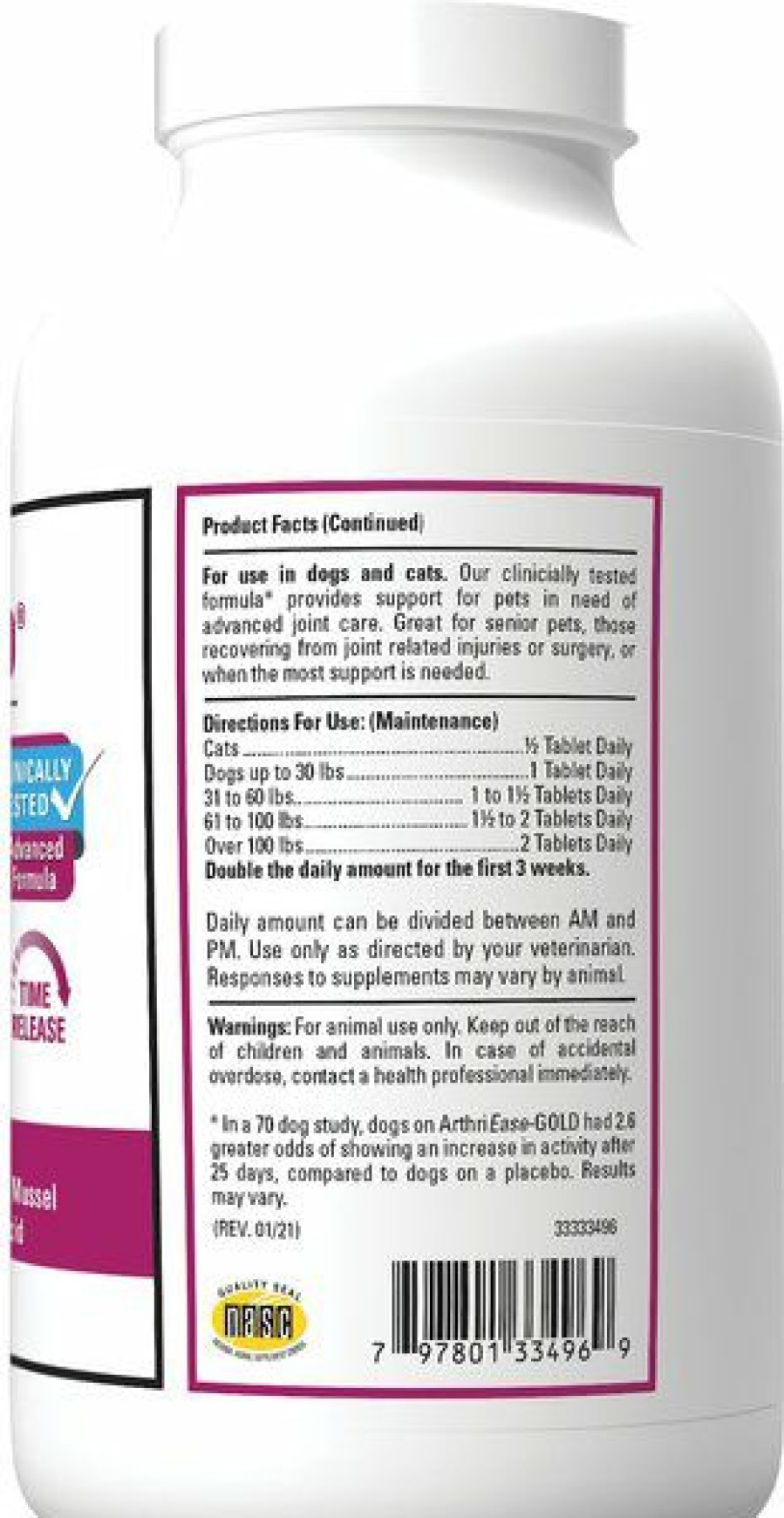 Cat Vitamins & Supplements * | Outlet Vetclassics Arthriease-Gold Hip & Joint & Support Chewable Tablets Dog & Cat Supplement