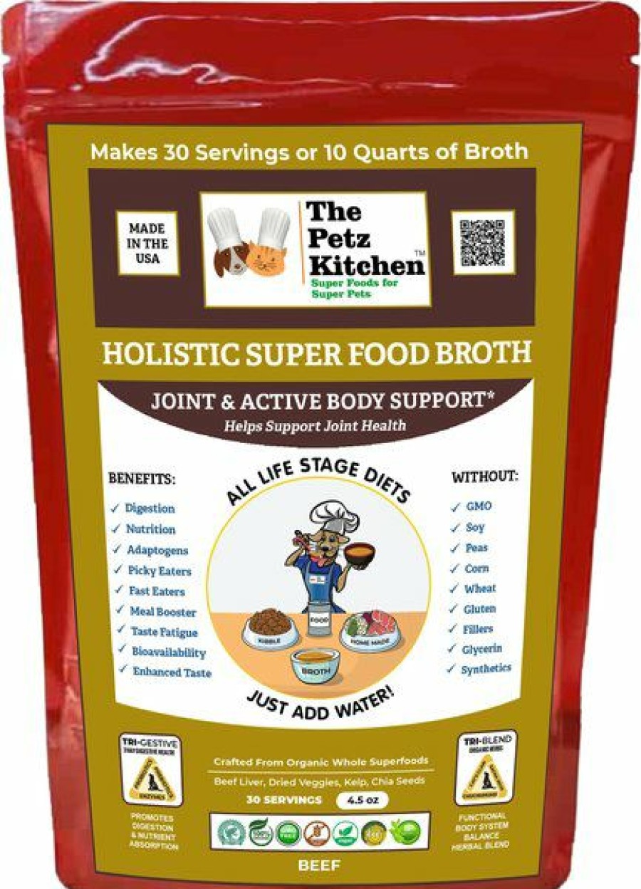 Cat Vitamins & Supplements * | New The Petz Kitchen Holistic Super Food Broth Joint Support Concentrate Powder Beef Flavor Dog & Cat Supplement, 4.5-Oz Bag