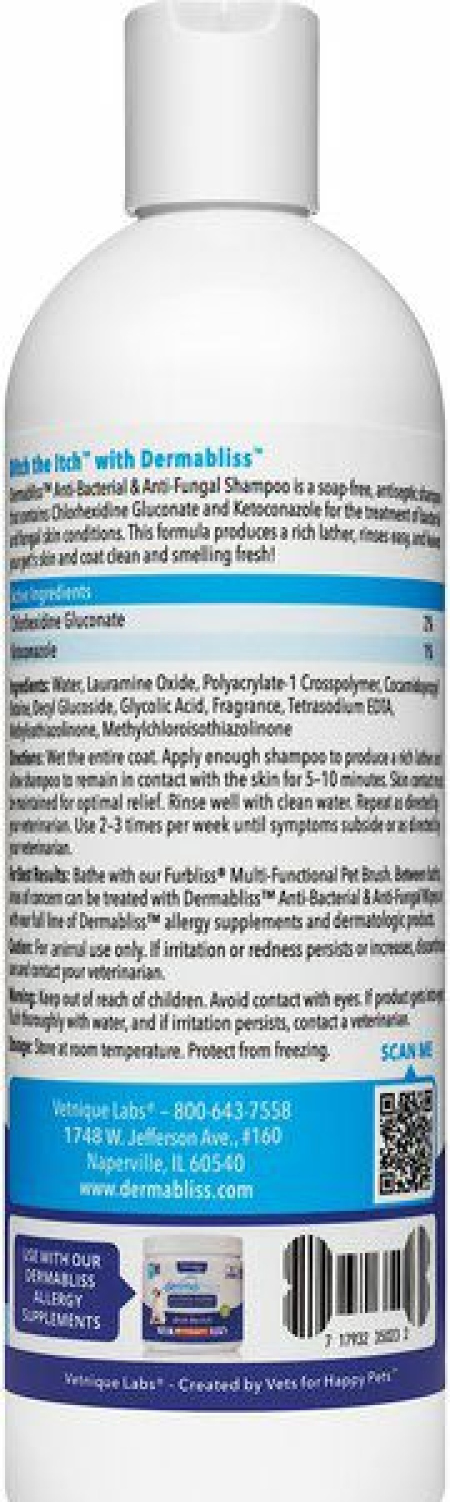 Cat Grooming * | Discount Vetnique Labs Dermabliss Medicated Shampoo Anti-Bacterial & Anti-Fungal Medicated Dog & Cat Shampoo, 16-Oz Bottle