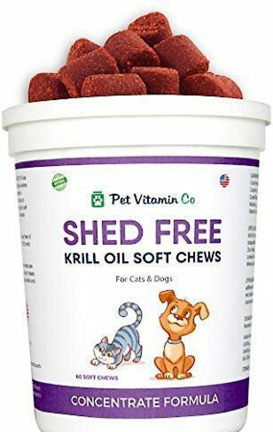 Cat Vitamins & Supplements * | Store Pet Vitamin Co Shed Free Krill Oil Soft Chews Dog & Cat Supplement, 60 Count