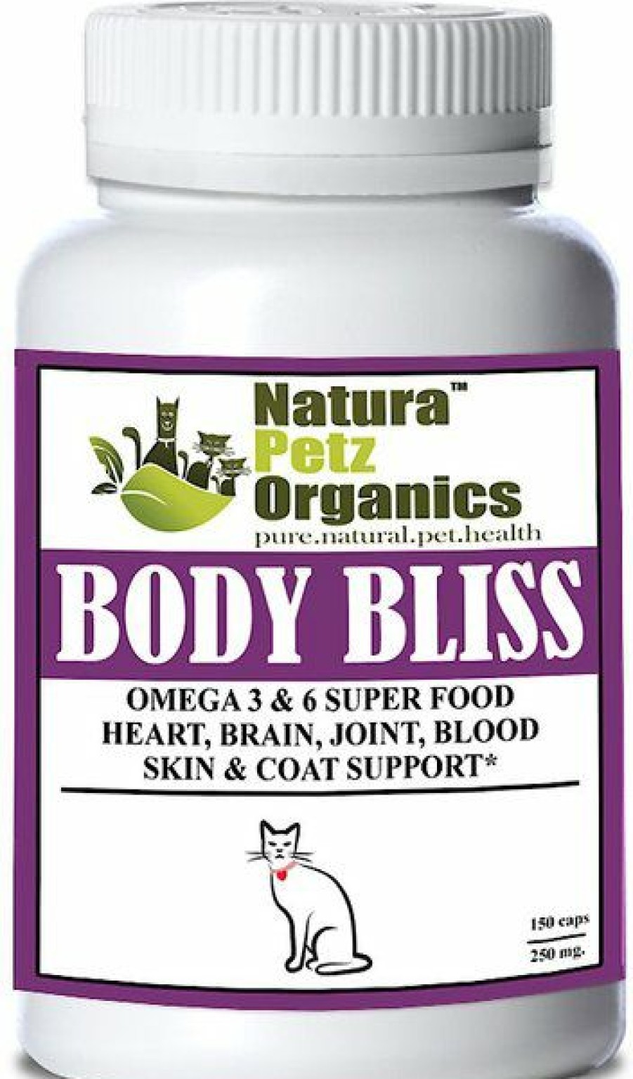 Cat Vitamins & Supplements * | New Natura Petz Organics Body Bliss Omega 3 & 6 Super Food + Heart, Brain Joint, Blood & Coat Support* Cat Supplement, 150 Count