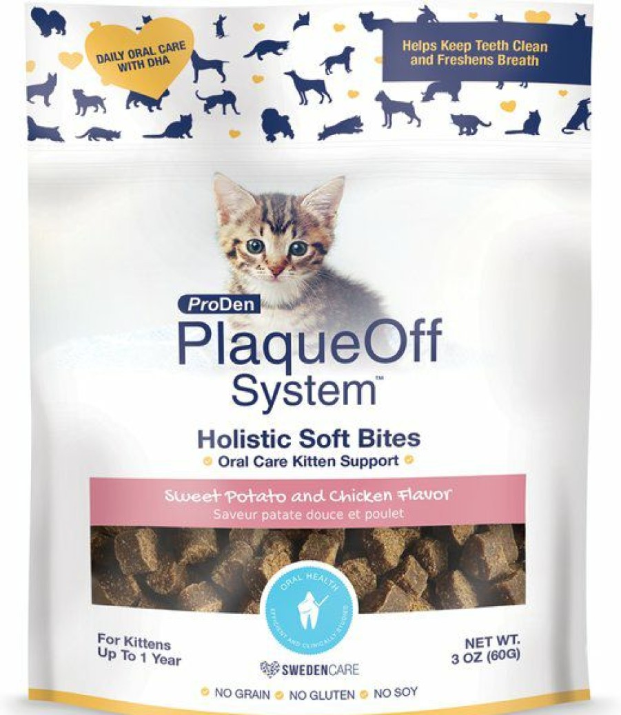 Cat Healthcare * | Shop Proden Plaqueoff System Holistic Oral Care Kitten Dental Cat Treats, 3-Oz Bag, Count Varies