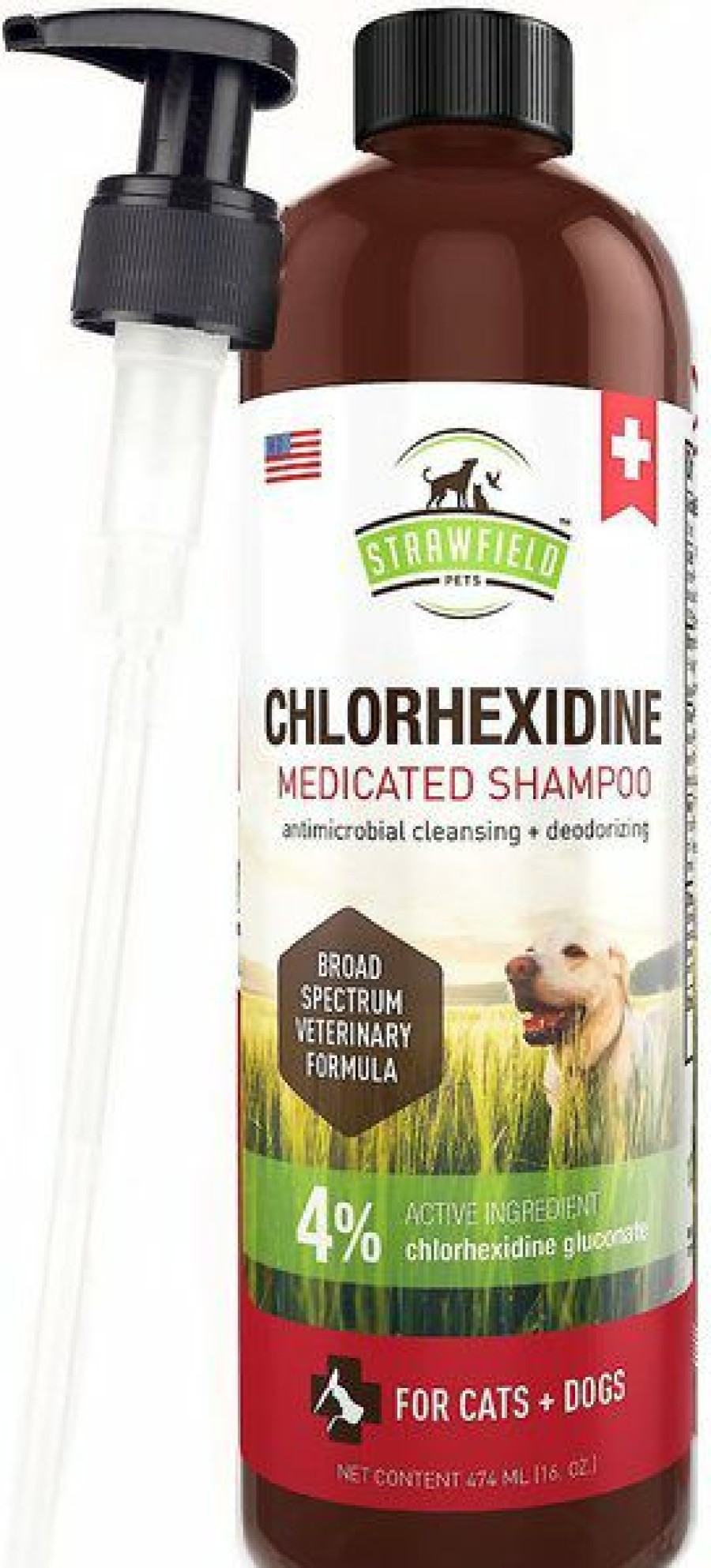 Cat Healthcare * | Shop Strawfield Pets Chlorhexidine Medicated Dog, Cat & Horse Shampoo, 16-Oz Bottle