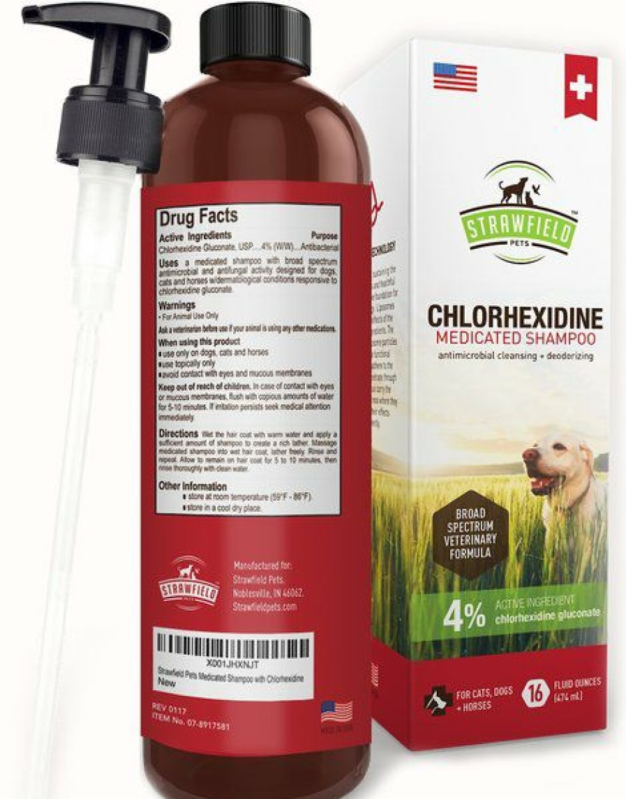 Cat Healthcare * | Shop Strawfield Pets Chlorhexidine Medicated Dog, Cat & Horse Shampoo, 16-Oz Bottle