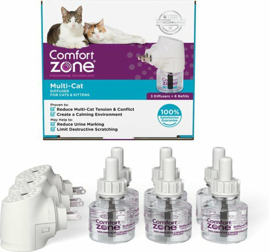 Cat Healthcare * | New Comfort Zone Multi-Cat Calming Diffuser Home Kit For Cats, 3 Diffusers, 6 Refills