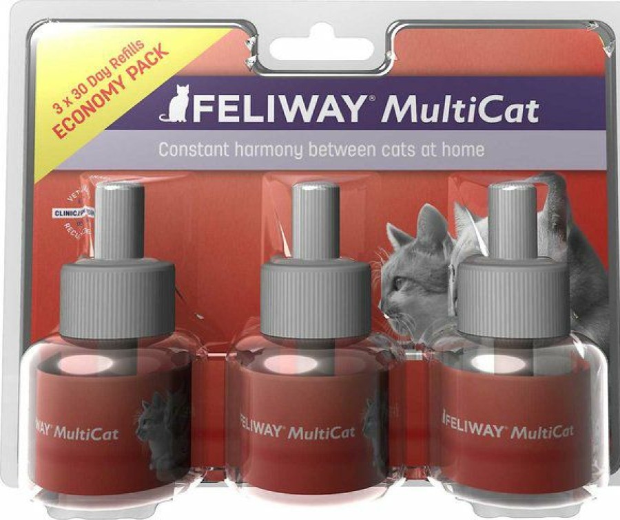 Cat Healthcare * | Shop Bundle: Feliway Multicat Calming Diffuser Refill For Cats, 30 Day, 3 Count + World'S Best Multi-Cat Unscented Clumping Corn Cat Litter, 28-Lb Bag