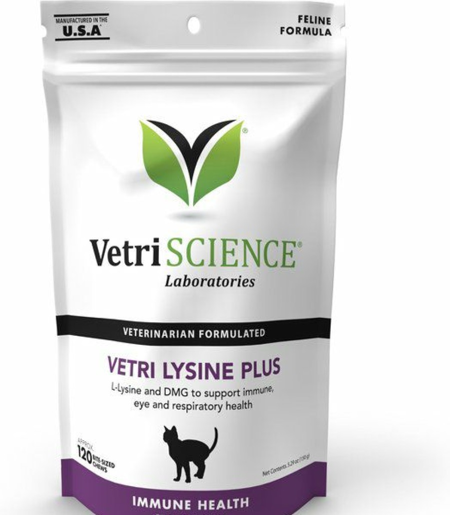 Cat Vitamins & Supplements * | Outlet Vetriscience Vetri-Lysine Plus Chicken Liver Flavored Soft Chews Immune Supplement For Cats