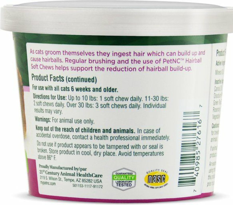 Cat Vitamins & Supplements * | Shop Petnc Natural Care Hairball Reduction Cat Soft Chews, 90 Count