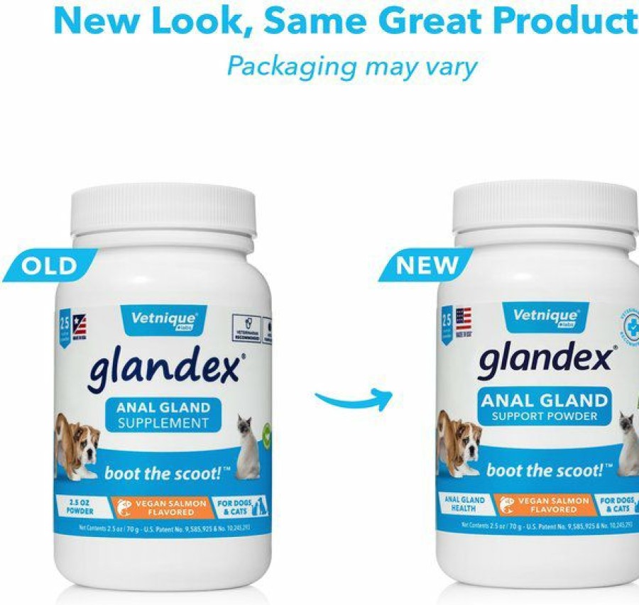 Cat Vitamins & Supplements * | New Vetnique Labs Glandex Anal Gland & Probiotic Salmon Flavored Pumpkin Fiber & Digestive Vegan Powder Supplement For Dogs & Cats