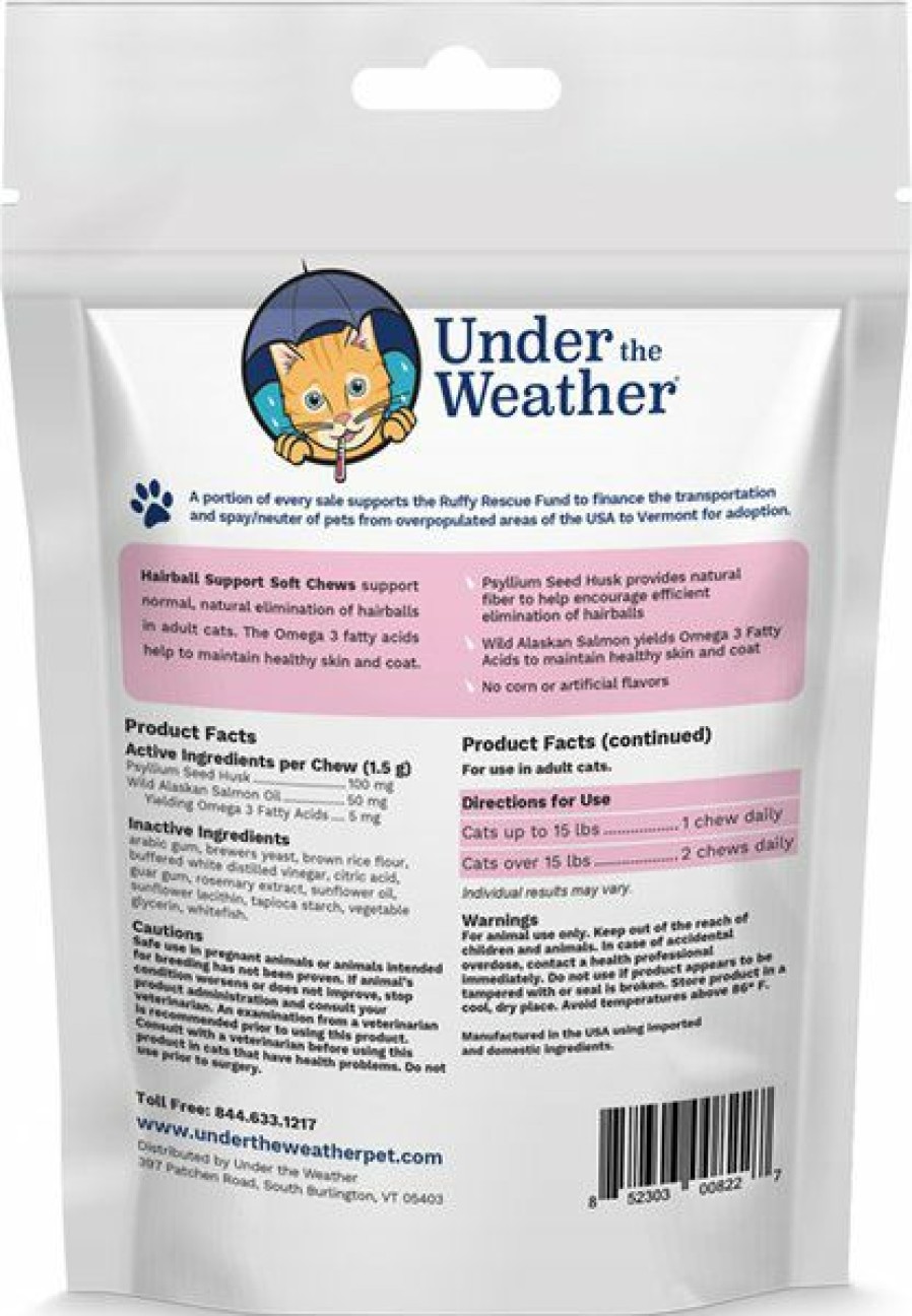 Cat Vitamins & Supplements * | Limited Edition Under The Weather Hairball Support Soft Chews Cat Supplement, 60 Count