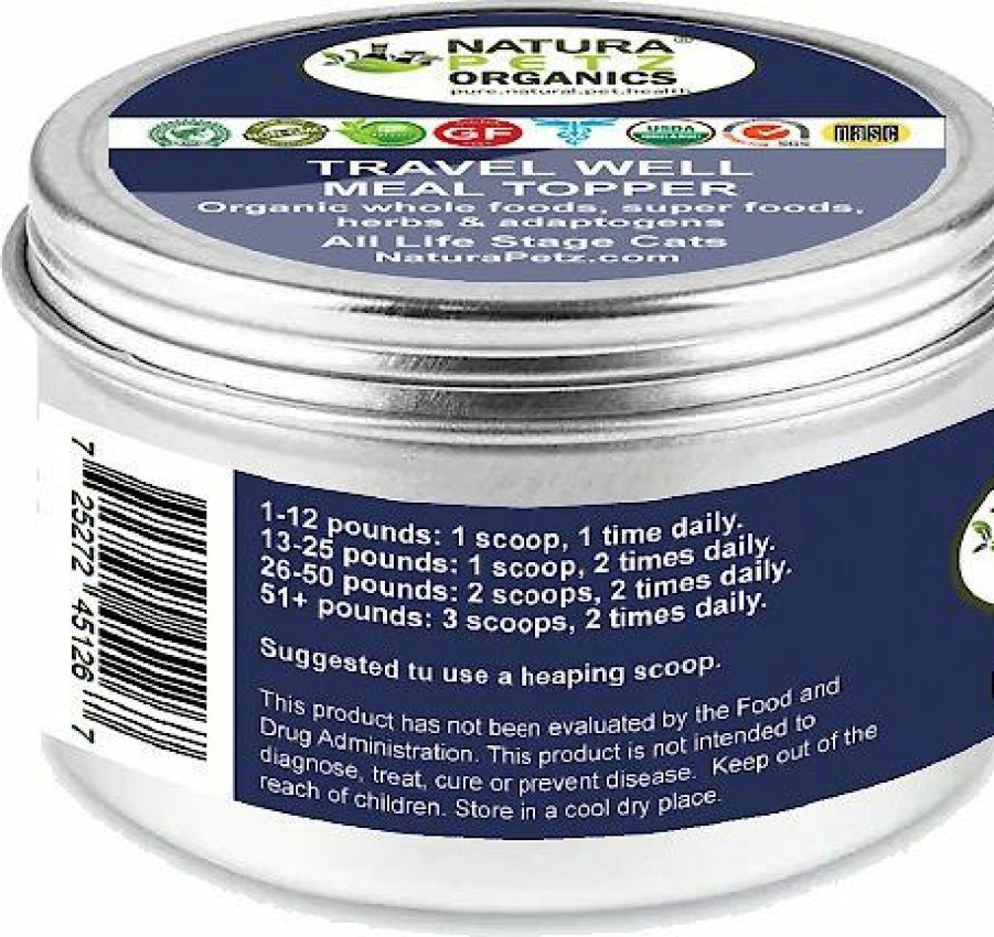 Cat Vitamins & Supplements * | Shop Natura Petz Organics Nature Petz Organics Travel Well Meal Topper* Stress, Relaxation & Calming Support* Cat Supplement, 4-Oz Jar