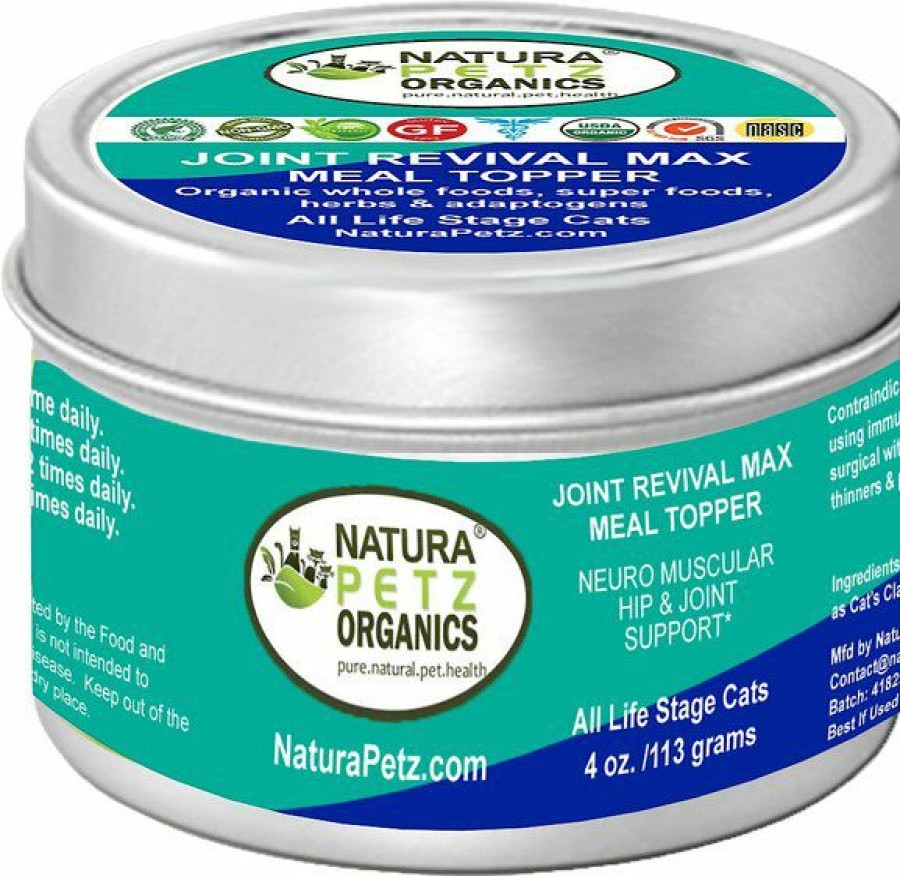 Cat Vitamins & Supplements * | Outlet Natura Petz Organics Joint Revival Max Master Blend Meal Topper* Neuro Muscular Hip & Joint Support* Cat Supplement, 4-Oz Jar