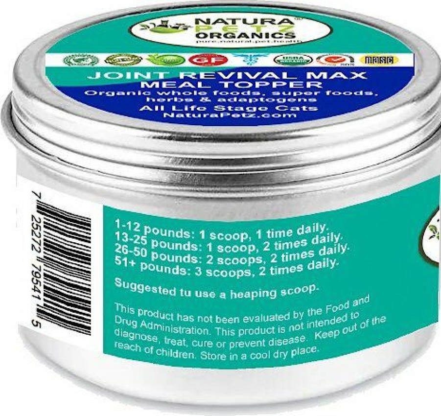 Cat Vitamins & Supplements * | Outlet Natura Petz Organics Joint Revival Max Master Blend Meal Topper* Neuro Muscular Hip & Joint Support* Cat Supplement, 4-Oz Jar