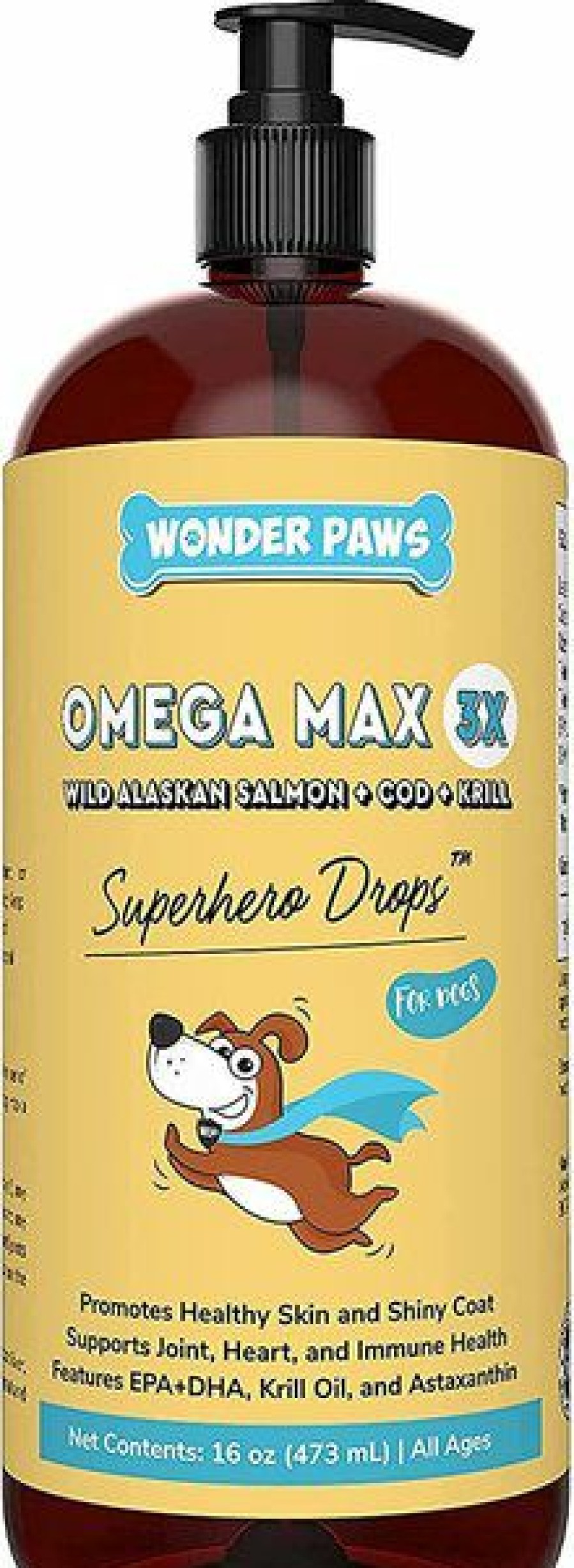 Cat Vitamins & Supplements * | Shop Wonder Paws Fish Oil Skin, Joint, Immune & Heart Health Liquid Supplement For Dogs, 16-Oz Bottle