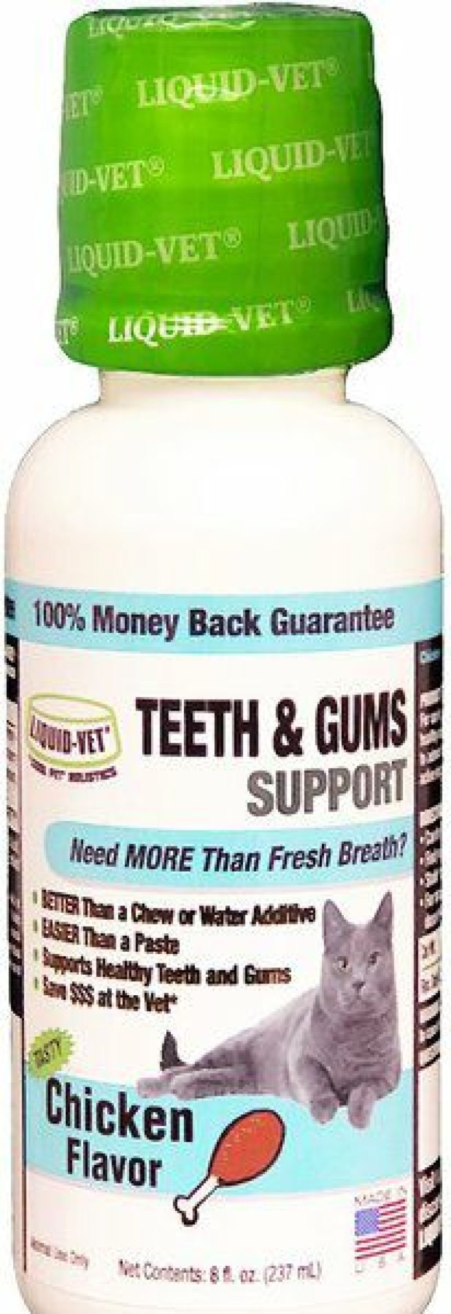 Cat Vitamins & Supplements * | New Liquid-Vet Teeth & Gums Support Chicken Flavor Cat Supplement, 8-Oz Bottle