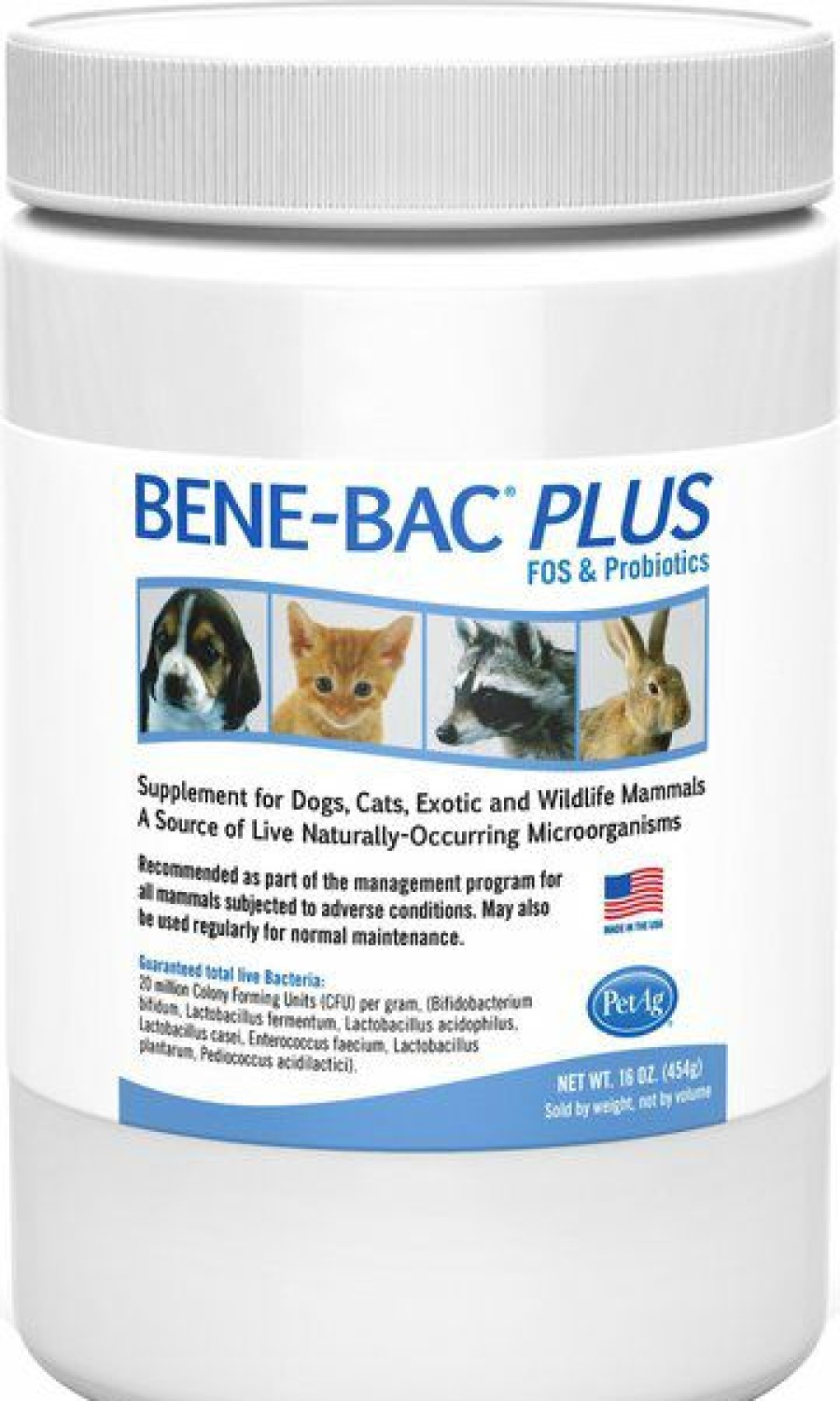 Cat Vitamins & Supplements * | Shop Petag Bene-Bac Plus Powder Digestive Supplement For Dogs, Cats & Small Pets, 16-Oz