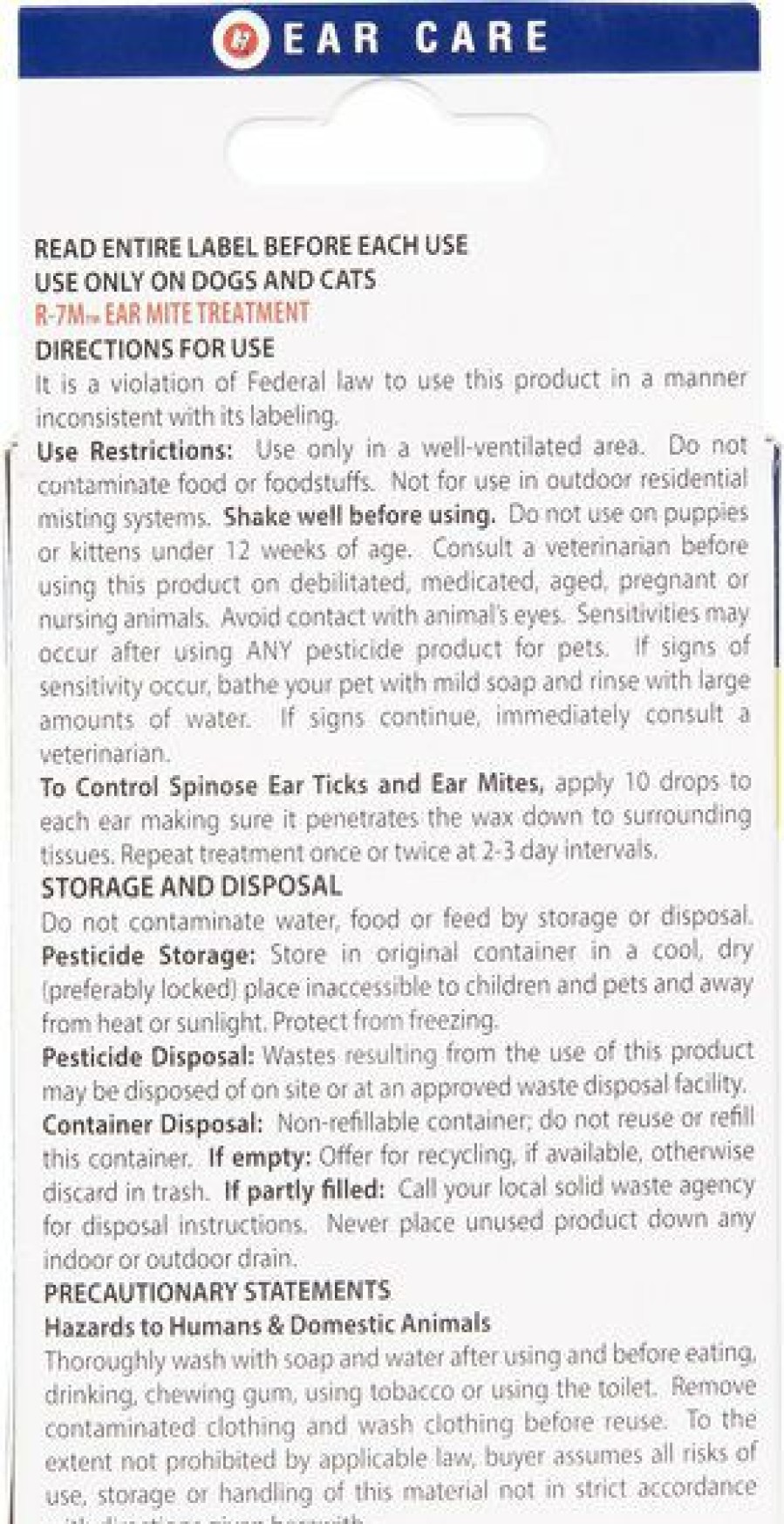 Cat Healthcare * | Outlet Miracle Care R-7 Kit Medication For Ear Mites For Dogs & Cats