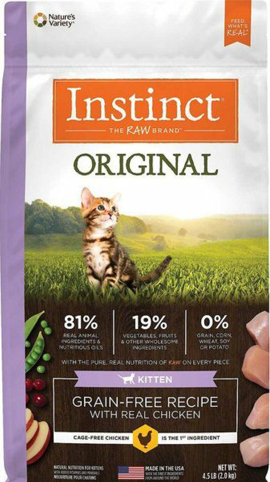 Cat Vitamins & Supplements * | Store Bundle: Instinct Original Kitten Grain-Free Recipe With Real Chicken Freeze-Dried Raw Coated Dry Cat Food, 4.5-Lb Bag + Purina Pro Plan Veterinary Diets Fortiflora Powder Digestive Supplement For Cats, 30 Count