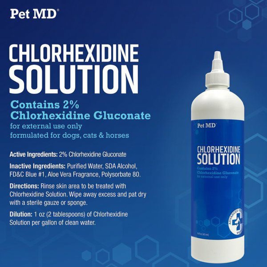 Cat Healthcare * | Store Pet Md Chlorhexidine Solution 2% Flush Abrasions, Superficial Cuts, Insect Bites & Stings For Dogs, Cats, & Horses, 16-Oz