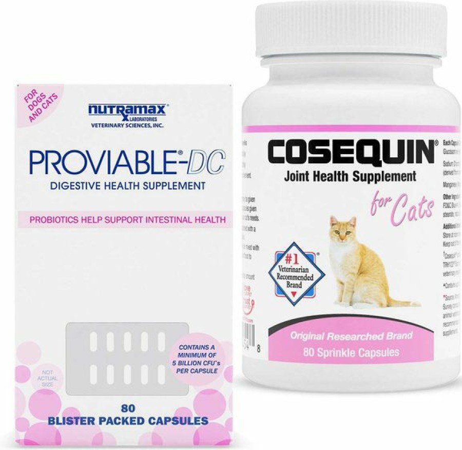 Cat Vitamins & Supplements * | New Bundle: Nutramax Proviable-Dc Capsules Digestive Supplement For Cats & Dogs, 80 Count + Nutramax Cosequin Chicken Flavored Capsules Joint Supplement For Cats, 80 Count