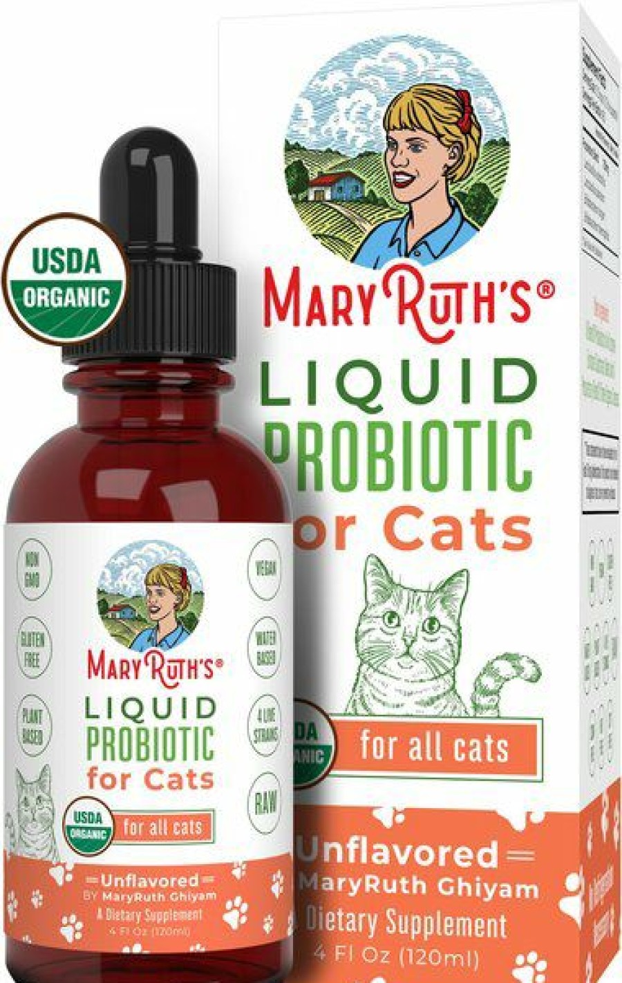 Cat Vitamins & Supplements * | Store Maryruth'S Liquid Probiotic Unflavored Cat Supplement, 4-Oz Bottle