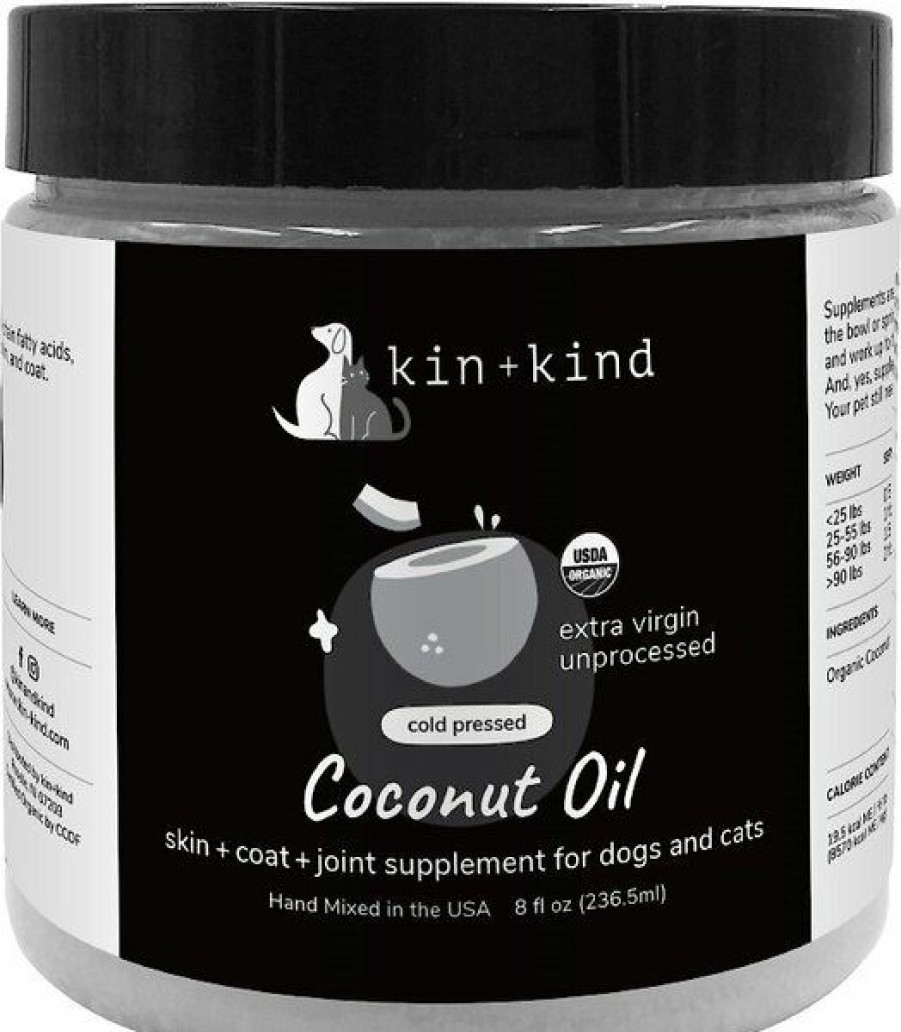 Cat Vitamins & Supplements * | Limited Edition Kin+Kind Raw Coconut Oil Skin & Coat Boost Dog & Cat Supplement