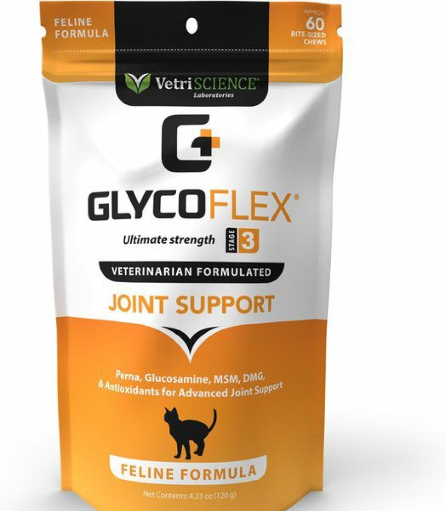 Cat Vitamins & Supplements * | New Vetriscience Glycoflex 3 Chicken Liver Flavored Soft Chews Joint Supplement For Cats, 60 Count