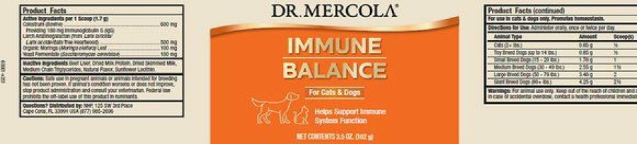 Cat Vitamins & Supplements * | Limited Edition Dr. Mercola Immune Balance Dog & Cat Supplement, 3.38-Oz Jar