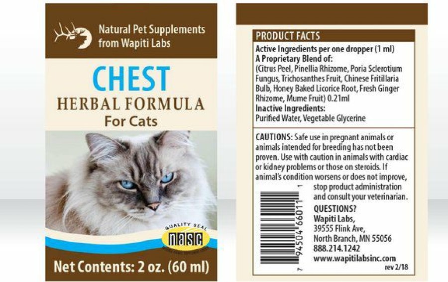 Cat Vitamins & Supplements * | Shop Wapiti Labs Chest Formula For Respiratory Function Cat Supplement, 2-Oz Bottle